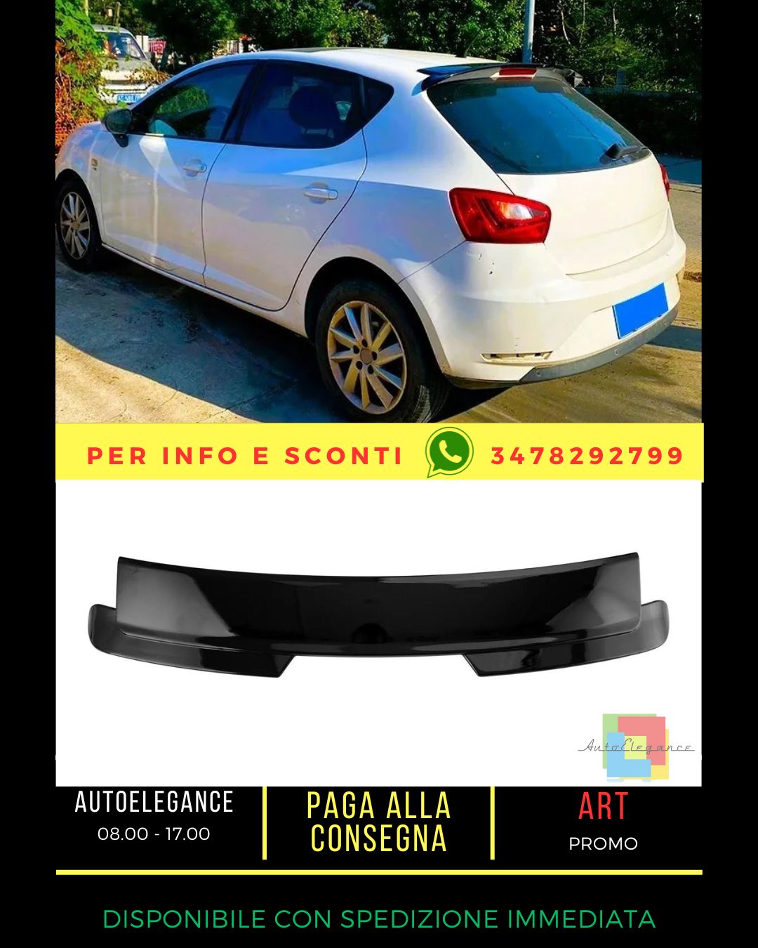 ✨Spoiler per tetto bagagliaio nero lucido adatto per SEAT Ibiza MK4 6J✨