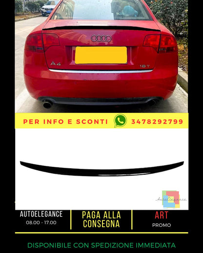 Gloss Black Rear Spoiler suitable for Audi A4 S4 RS4 B7 Sedan 