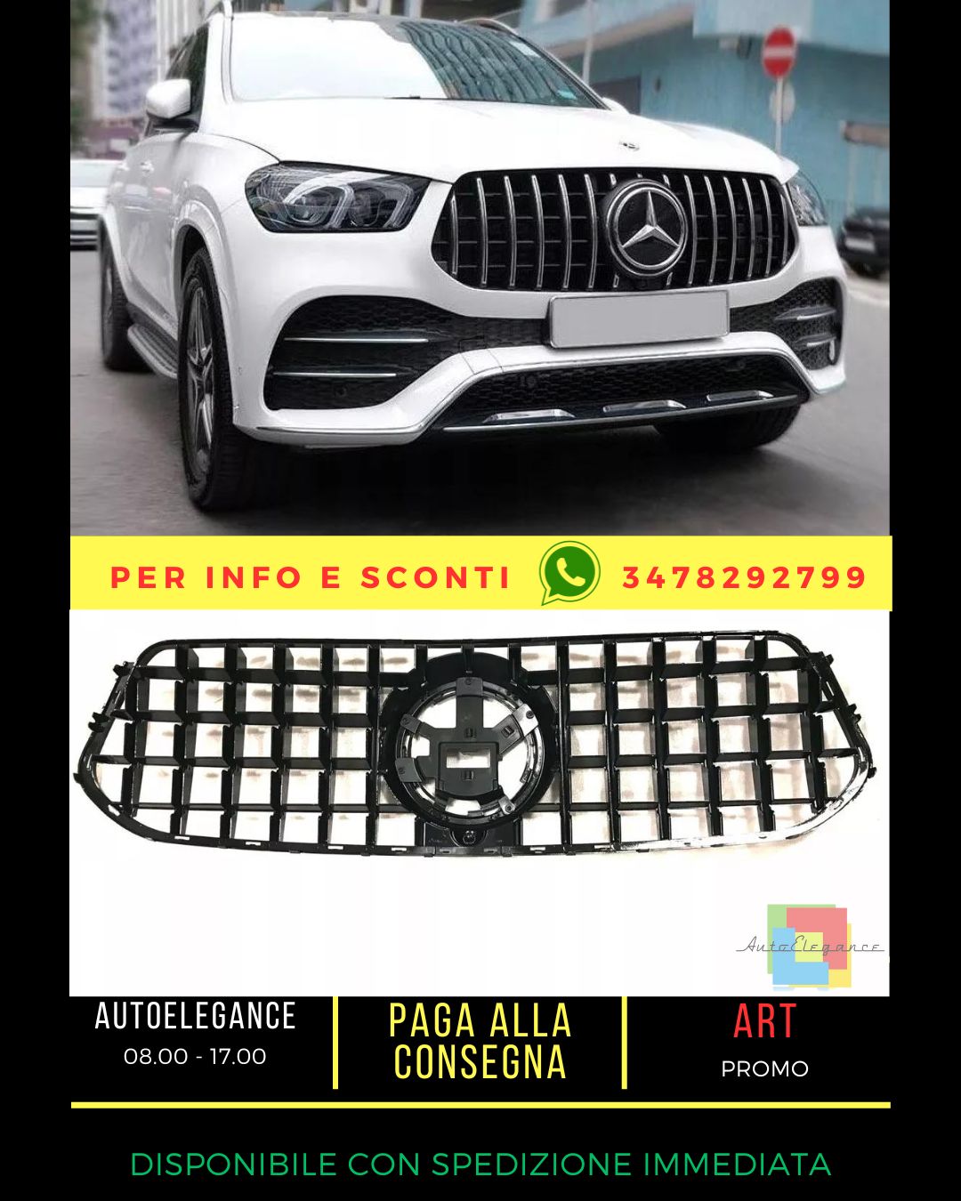 ✨MERCEDES GLE W167 C167 AMG CALANDRE GRILLE NOIR -CHROME PANAMERICANA 2019-2022✨