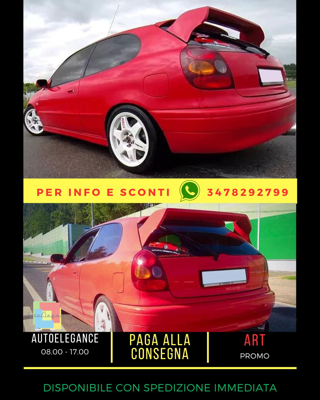 ❤️SPOILER ALETTONE POSTERIORE TOYOTA COROLLA E11 EDIZIONE WRC ( 1997-2001 )❤️