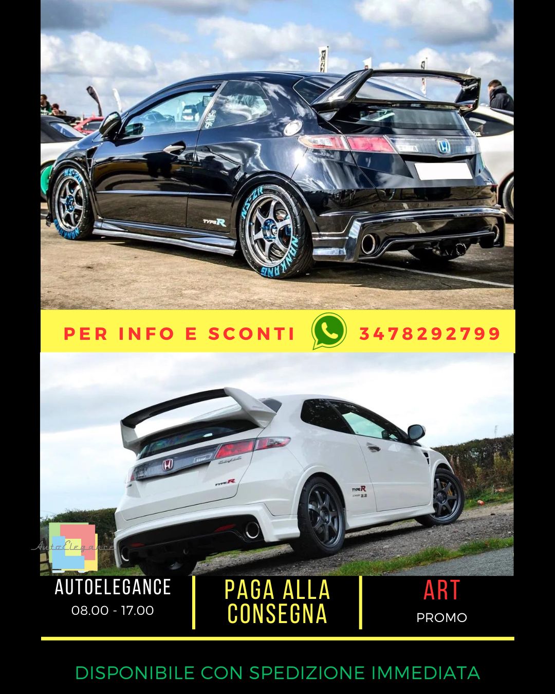 🔥HONDA CIVIC 8 FK FN ( 2006 - 2010 ) AILERON / BECQUET / SPOILER SPORT🔥