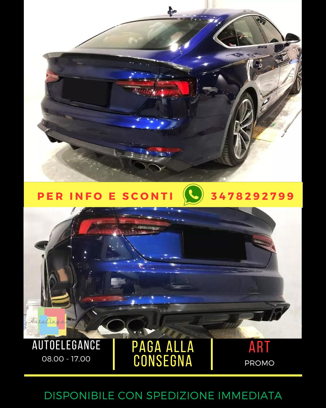 🤩DIFUSOR TRASERO/ FALDON / SPOILER  ADATTO PER AUDI A5 F5 S-LINE COUPE🤩
