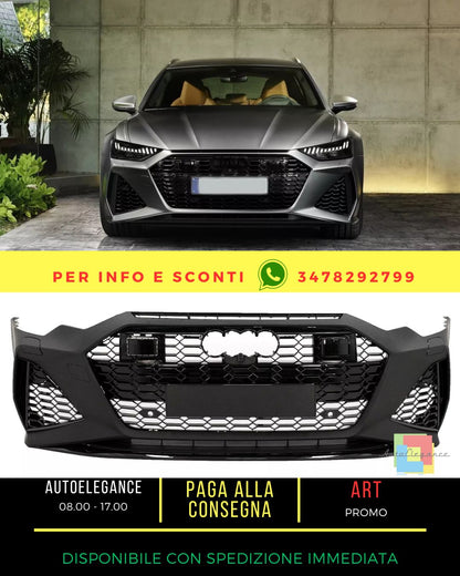 🤩Paraurti anteriore per Audi A6 C8 4K 2018+ RS6 Look Griglia Nero lucido🤩