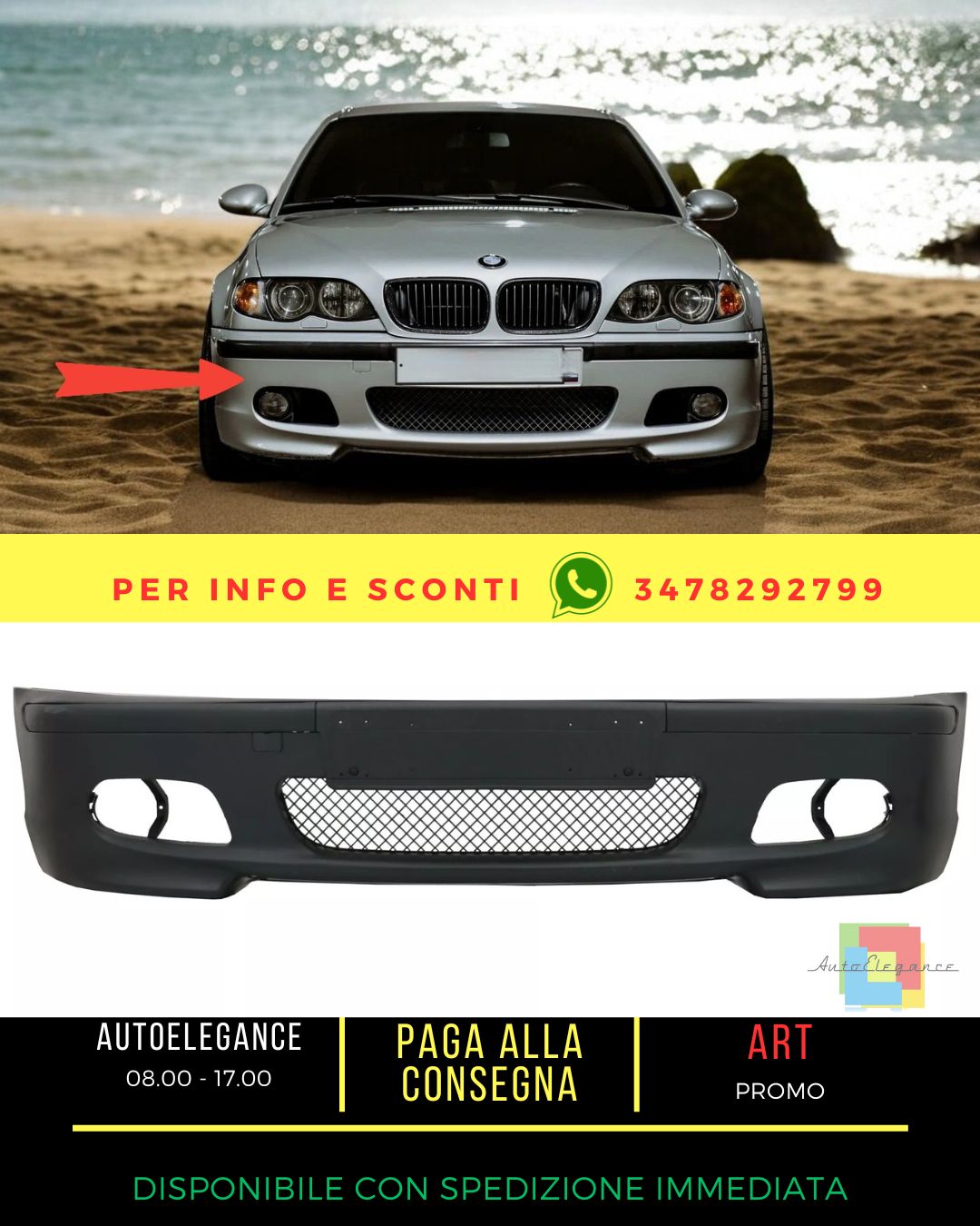 🔥Paraurti anteriore per BMW E46 1998-2004 M-Technik M-Sport Look Fumo Fendine🔥