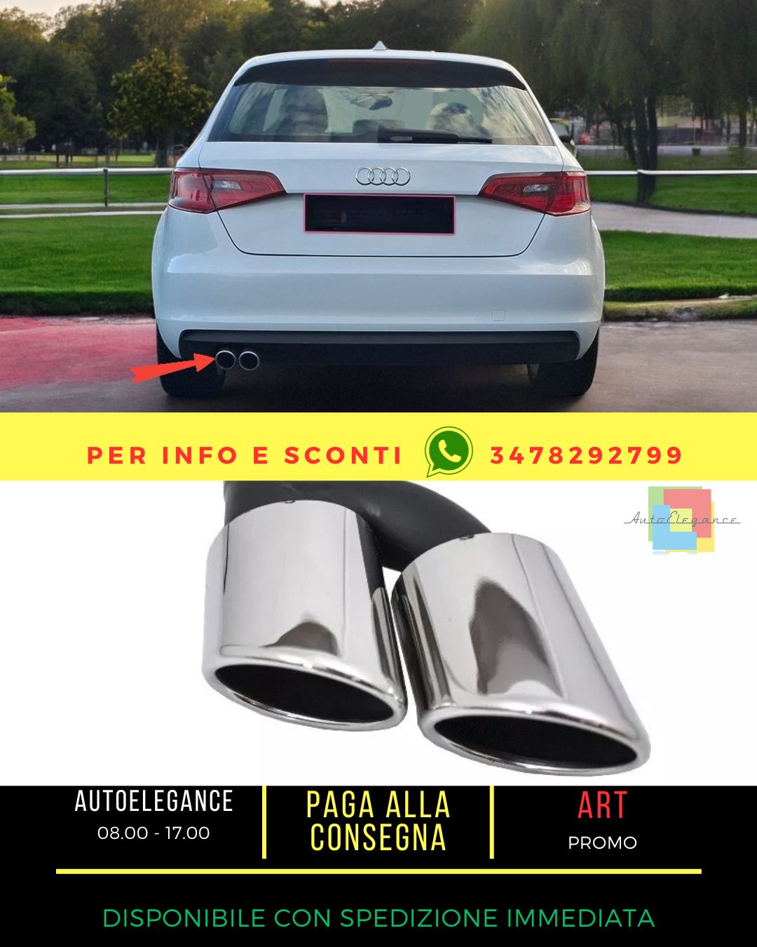 😎Punte scarico per Audi A3 A4 A5 A6 A7 A8 a S3 S4 S5 S6 S7 S8 SQ3 S look- 😎