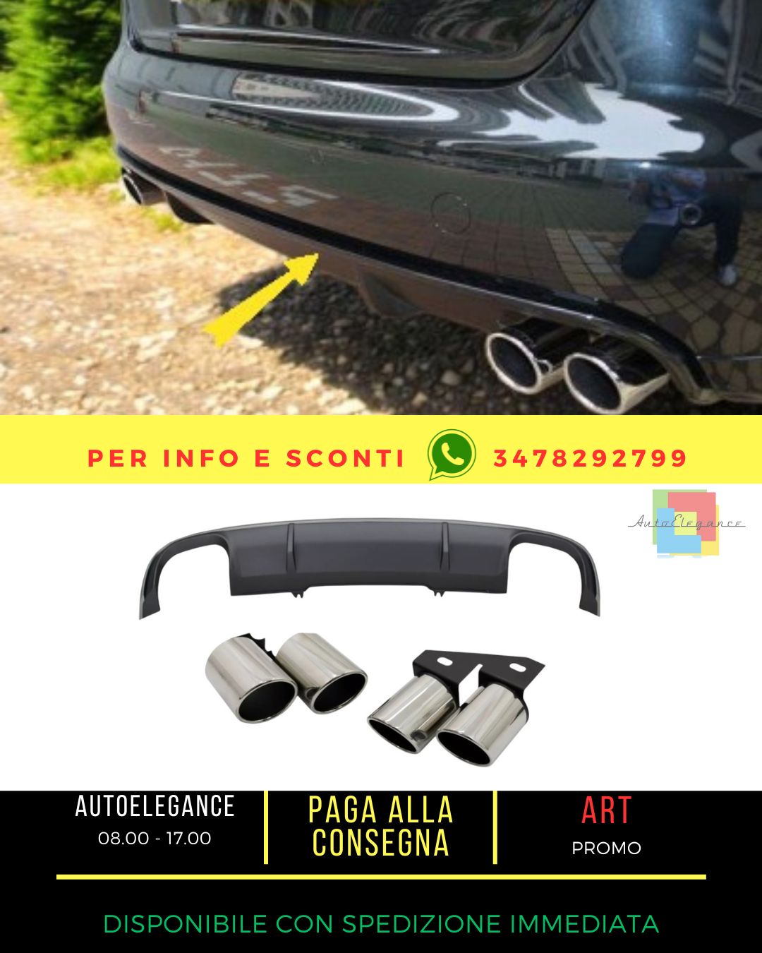 😍Diffusore Adatto per Audi A4 B9 8W Berlina Avant 16-18 Terminali di scaricO😍