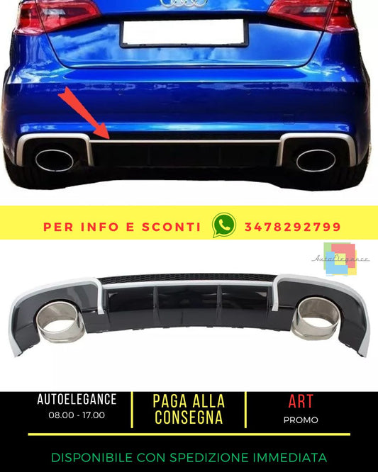 🤩Diffuser for Audi A3 8V Hatchback Sportback 12-15 Exhaust Tips RS3 Look🤩