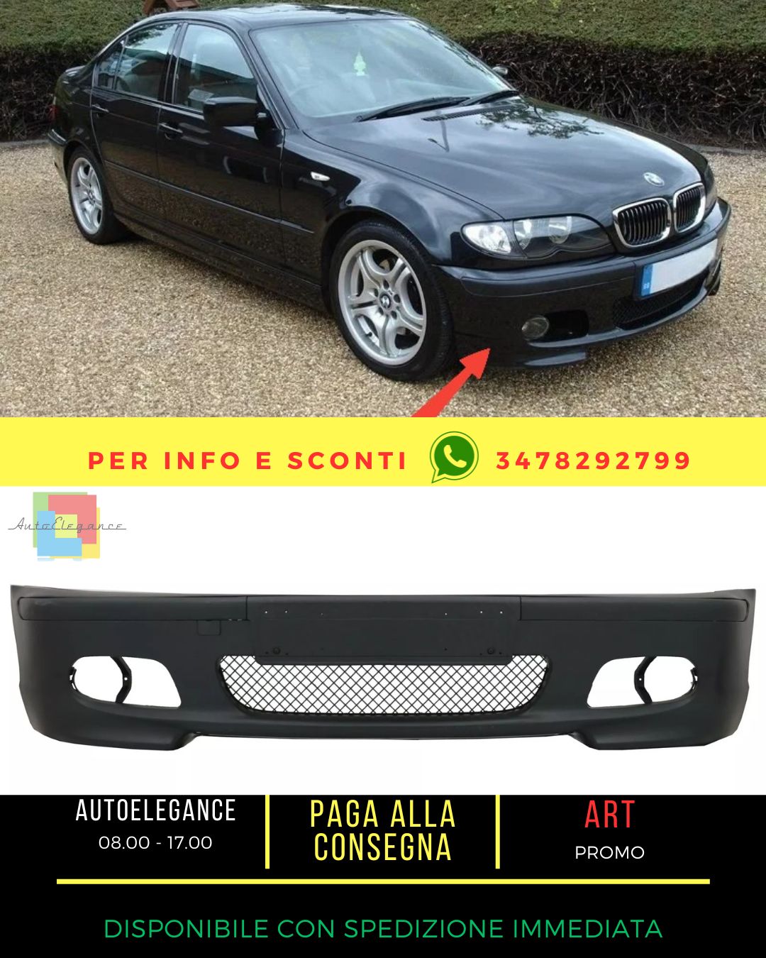 😍Paraurti per BMW E46 Berlina Touring 98-04 M-Technik M-Sport Senza Fendineb😍
