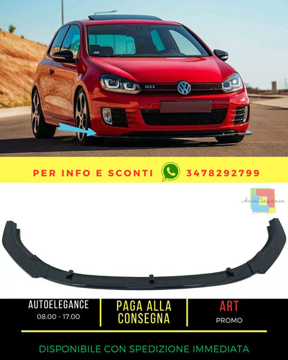 😍Labbro anteriore Estensione Spoiler per VW Golf 6 MK6 09-13 GTI Look Nero😍