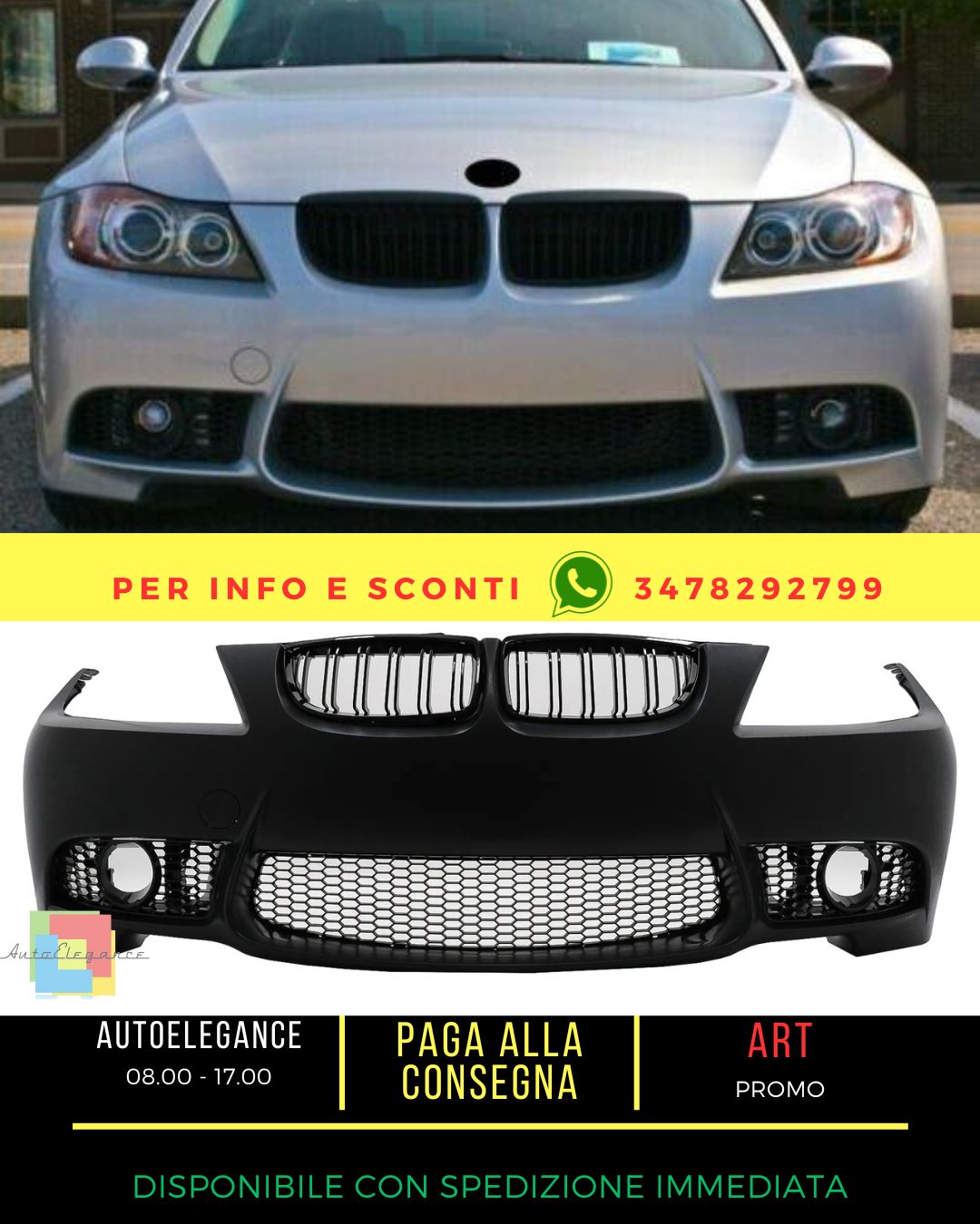 ⭐Paraurti Griglie per BMW Serie 3 E90 E91 LCI 08-11 Berlina Touring M3 Design⭐