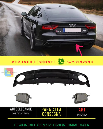 🤩Diffusore Scarico per Audi A7 4G Facelift 2015-2018 RS7 Look solo S-Line🤩