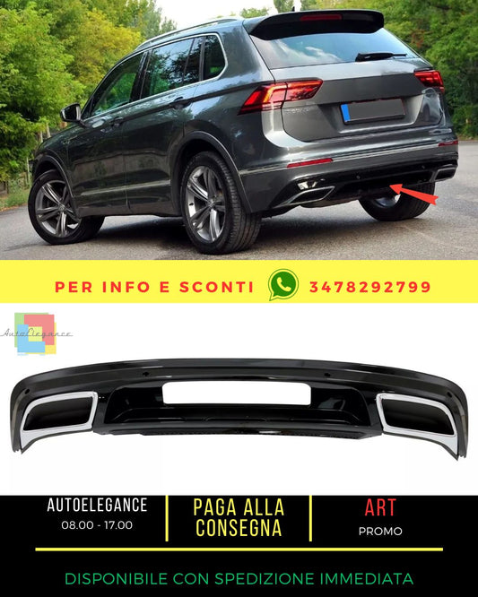 ⭐Diffusore paraurti posteriore per Vw Tiguan II Mk2 AD BW 2016-05.2020 R-Line⭐