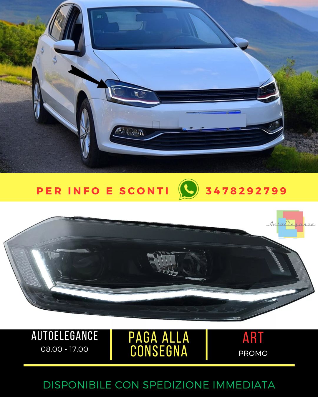 ⭐Fari LED per VW Polo AW MK6 2018-2020 Dynamic Sequenziale Segnale Luci⭐