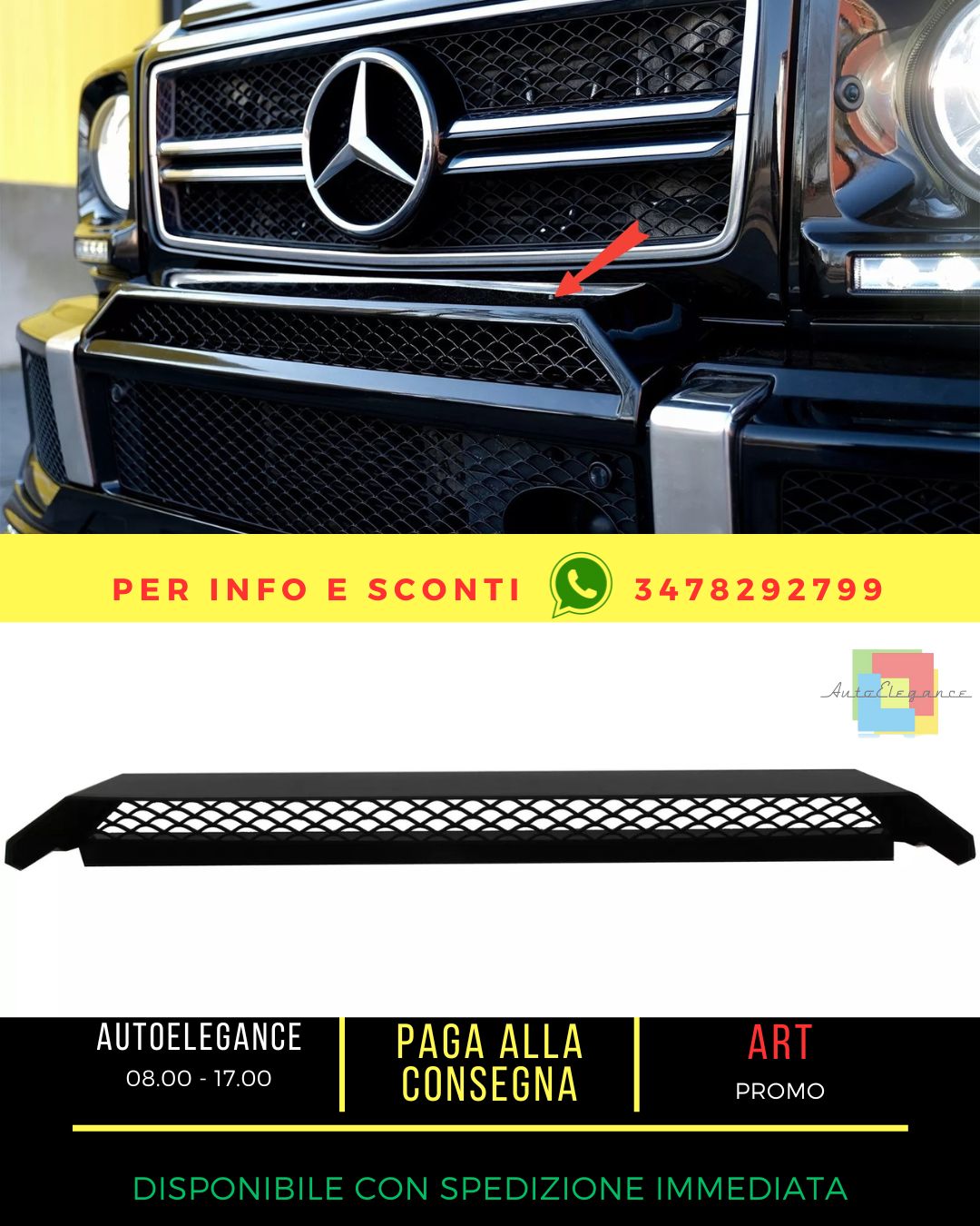 ⭐Labbro spoiler superiore paraurti anteriore per Mercedes Classe G W463 1989+⭐