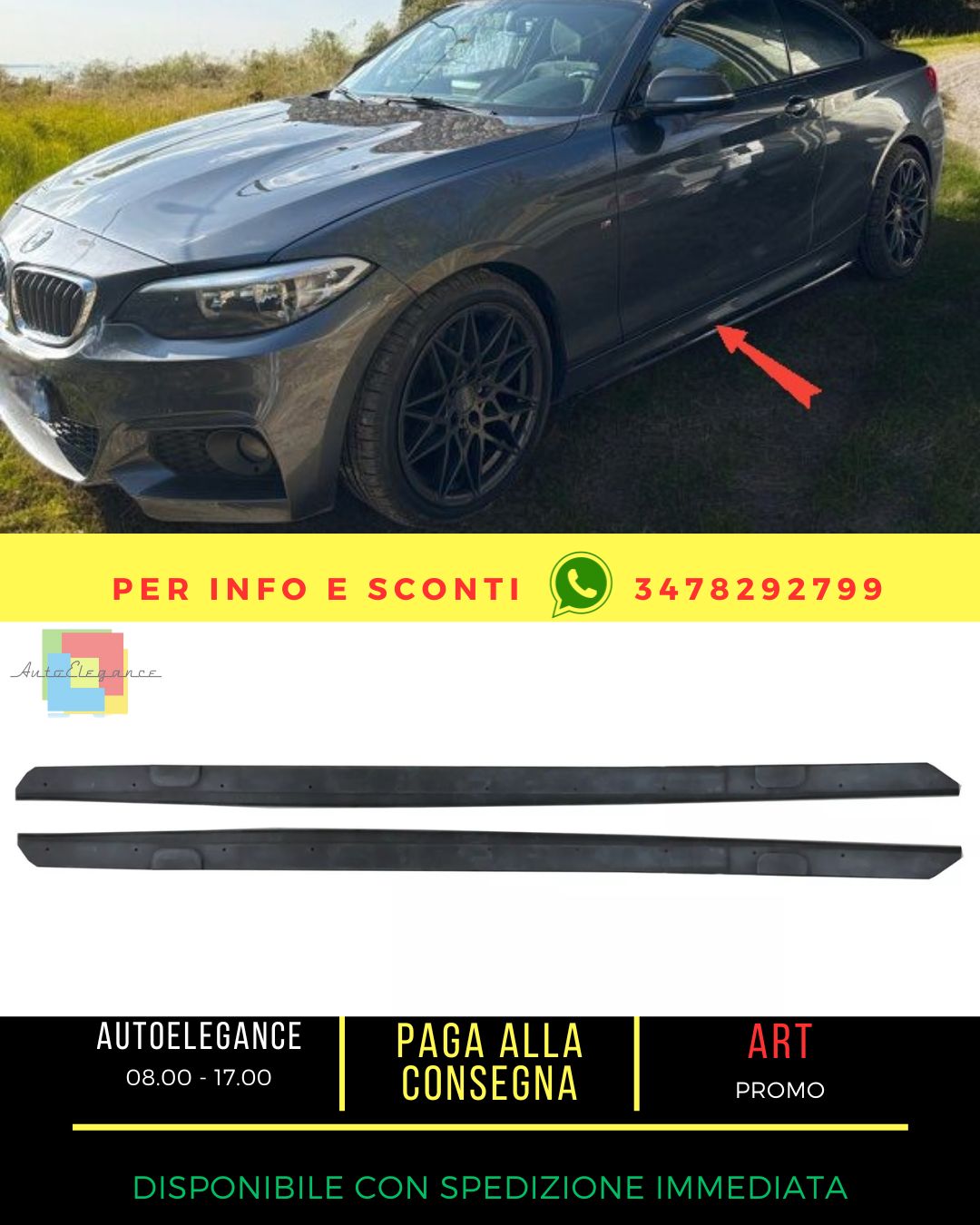 ✨Minigonne Add-on Estensioni per BMW 2 F22 F23 2014+ M-Performance Look✨
