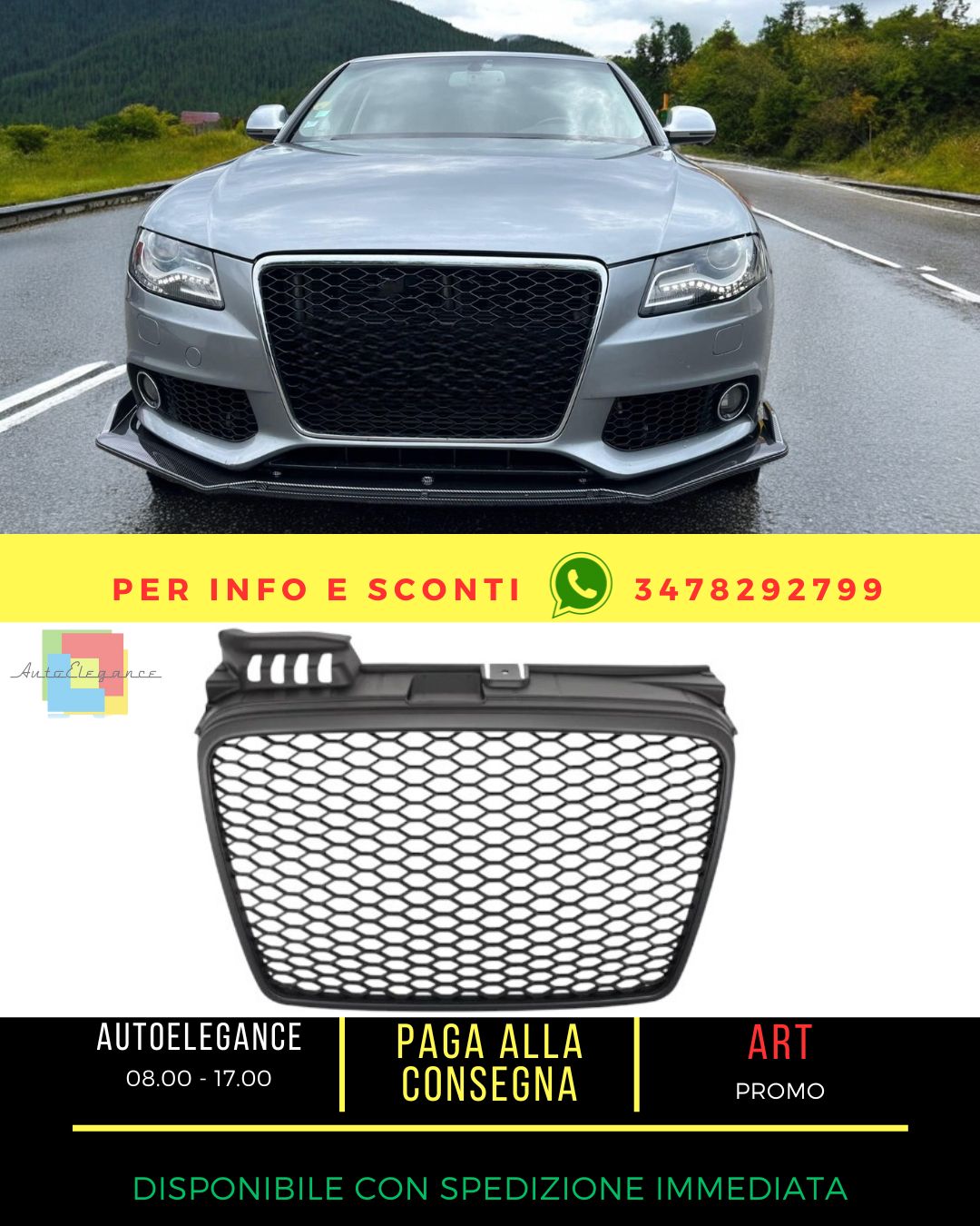 ✨Griglia senza difetti per Audi A4 B7 04-08 RS4 nero opaco✨