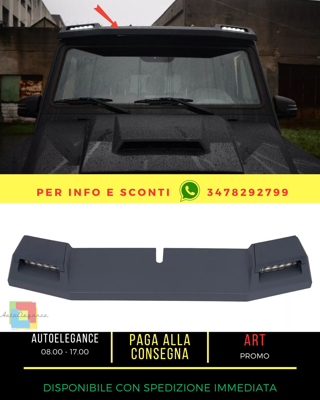 ✨LED Spoiler Tetto Anteriore per Mercedes Classe G W463 1989-2018 6x6 Disegno✨