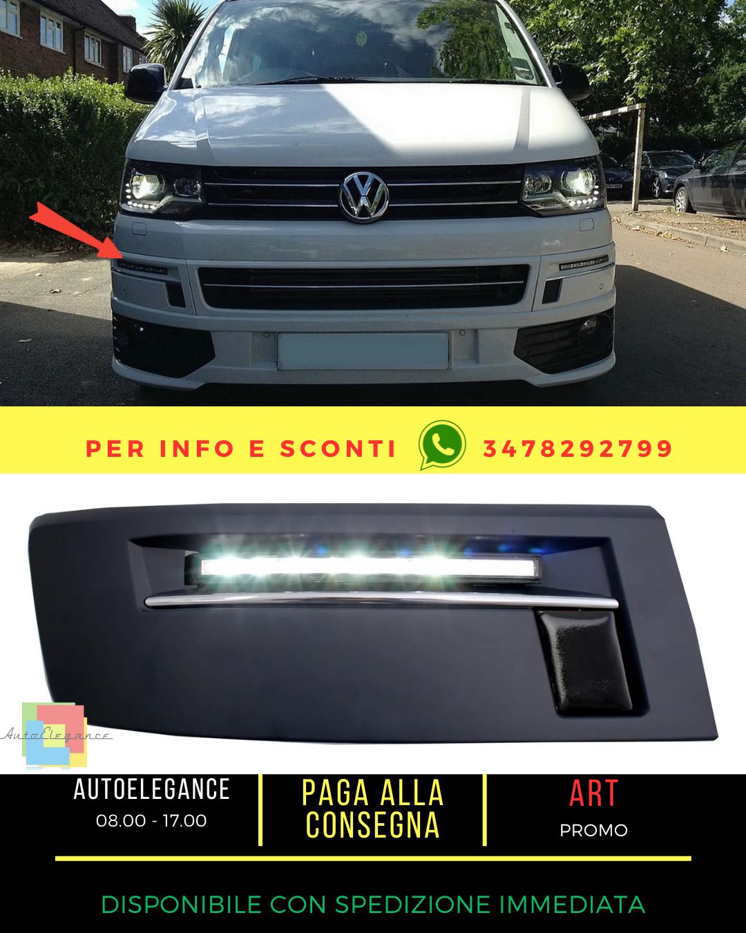 ✨Luce di marcia diurna a LED DRL per VW Transporter Multivan Caravelle T5.1✨