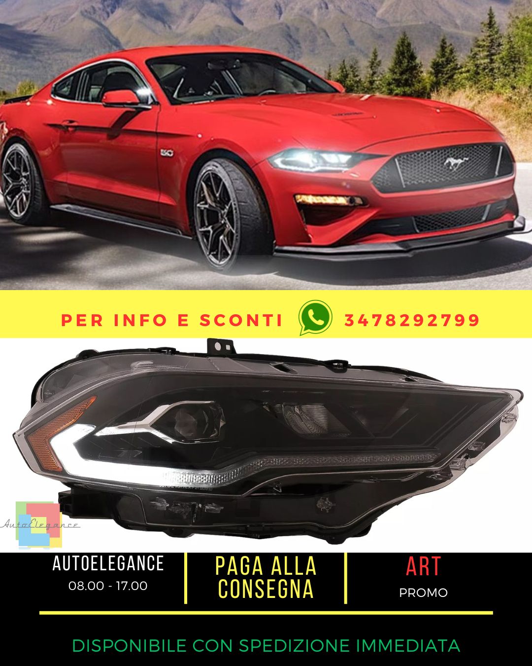 ✨Faro proiettore led per Ford Mustang vi mopf 18-2023 nero doppio proiettore✨