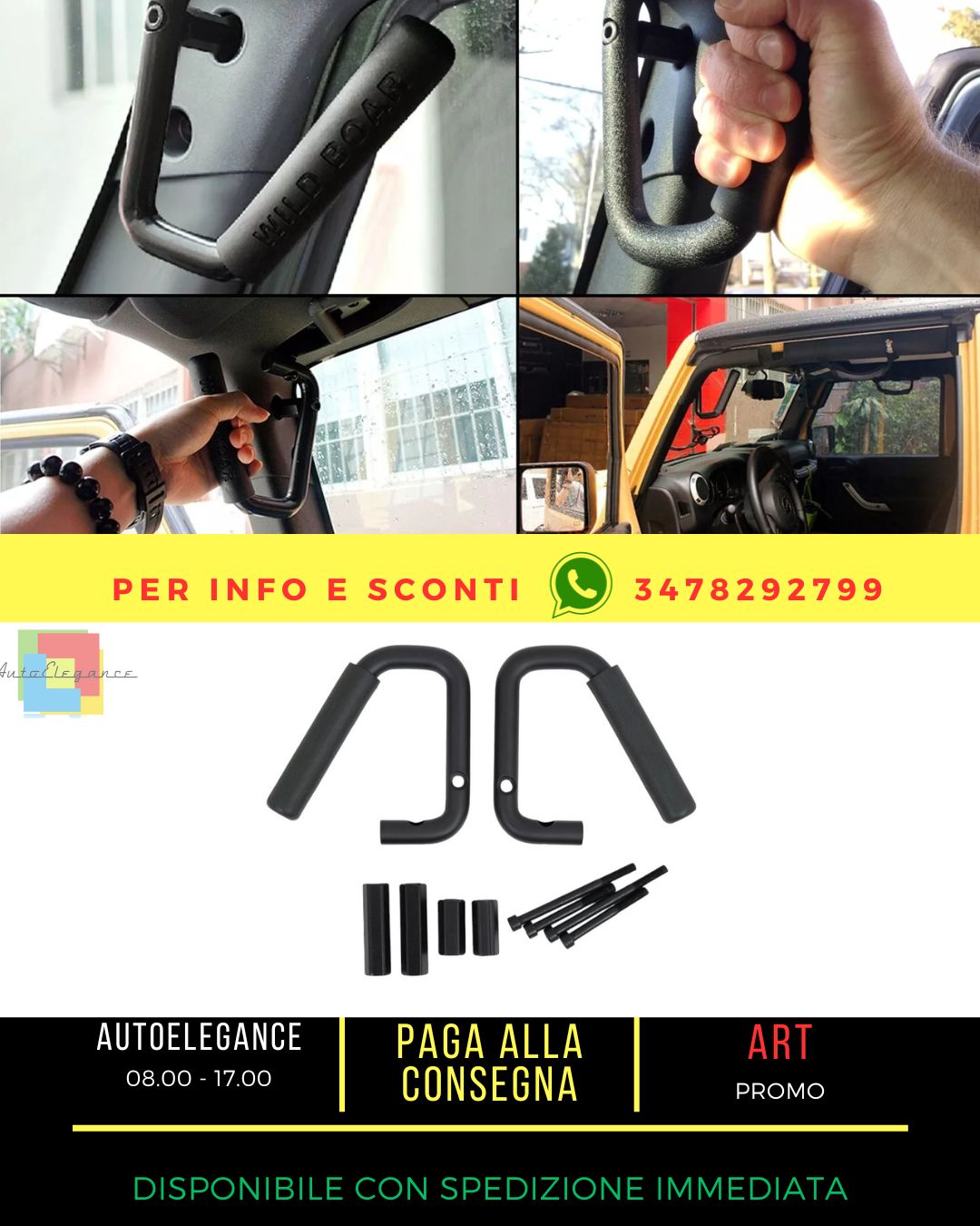 ✨Maniglia anteriore Impugnatura barra per Jeep Wrangler III SUV JK 07-17 Nero✨