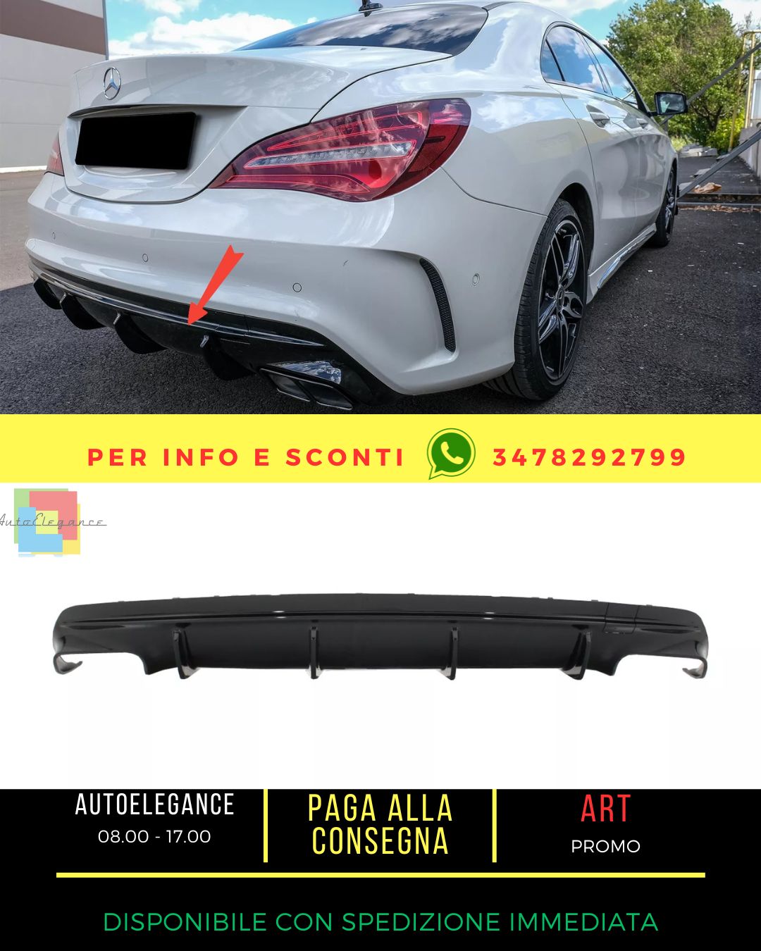 ✨Diffuseur pour Mercedes CLA W117 X117 Shooting Brake 13-18 Facelift CLA45 Look✨
