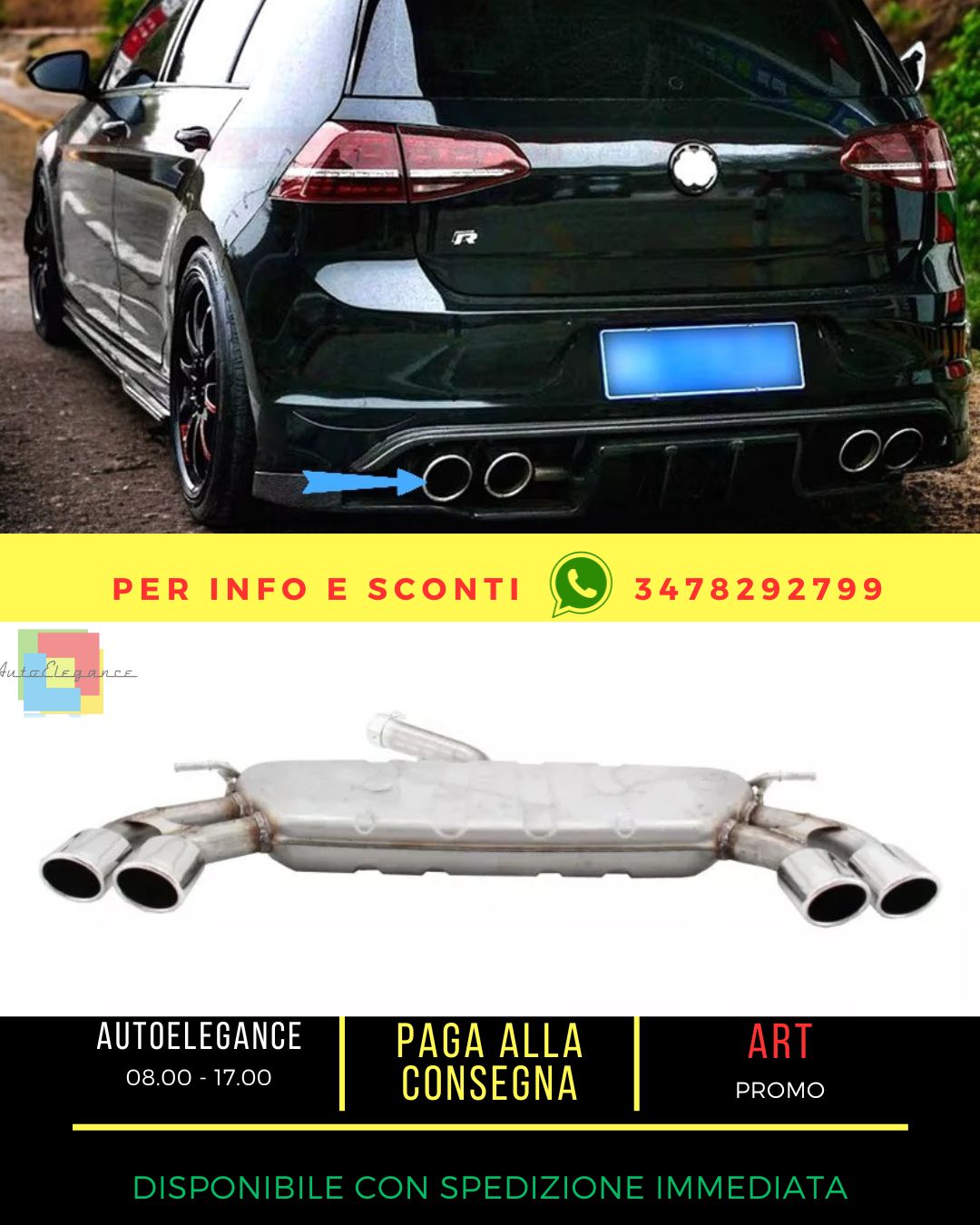 ✨Sistema di scarico per VW Golf 7 VII MK7 13-19 R look doppio silenziatore✨