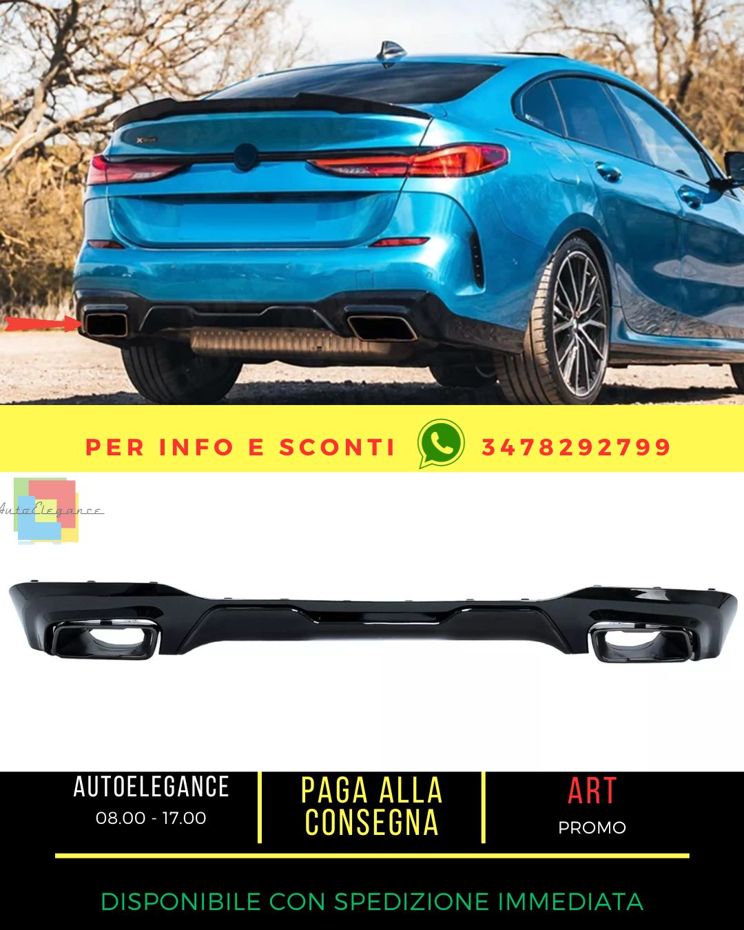 😍Diffuseur Embouts Noirs pour BMW 2 F44 Gran Coupé M235i Design😍
