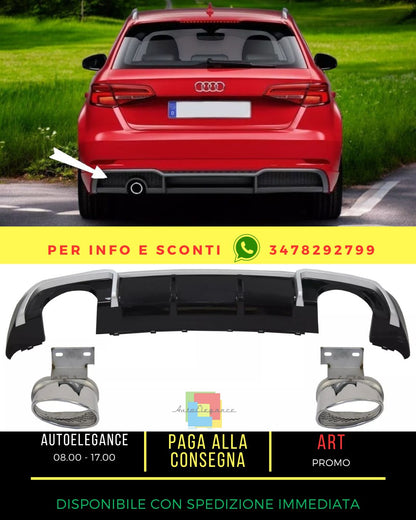 😍Diffusore Scarico per Audi A3 8V Sline Facelift 16-19 RS3 Look Sport😍