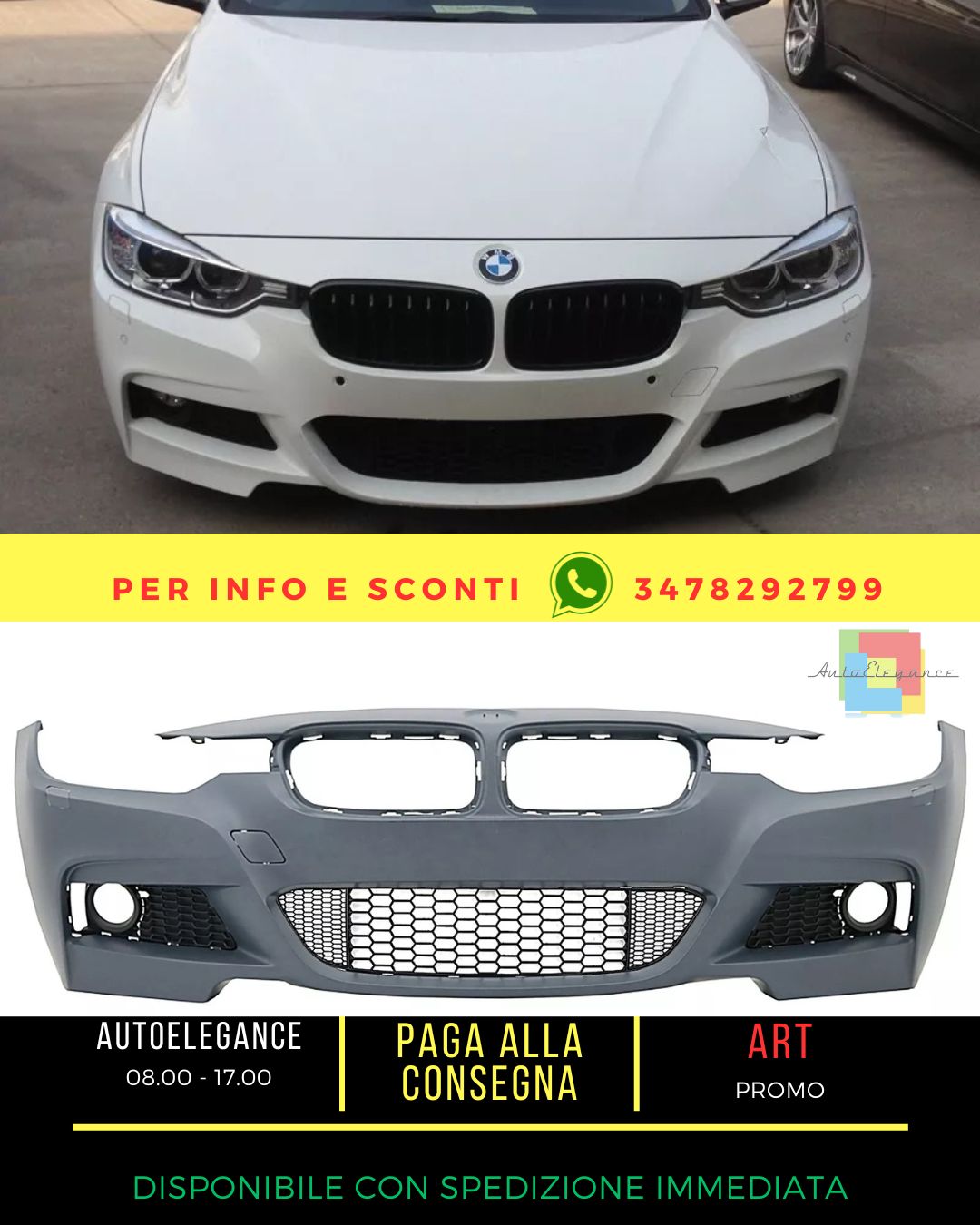 😍Paraurti anteriore per BMW 3 F30 F31 2011-2019 MTechnik look senza fendineba😍