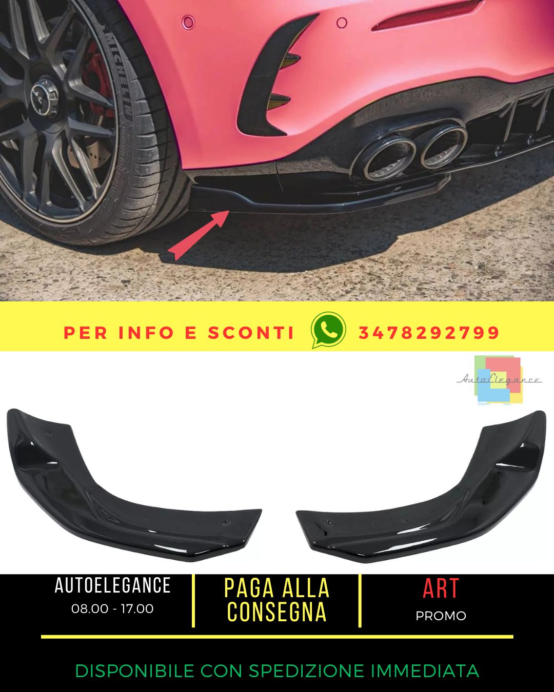 😍Divisores laterales traseros Para Mercedes A W177 A35 A45 2018+ Negro brilla😍