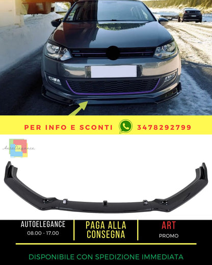 😍Labbro anteriore Estensione Spoiler per VW Polo 6R 6C Facelift 09-17 Nero😍