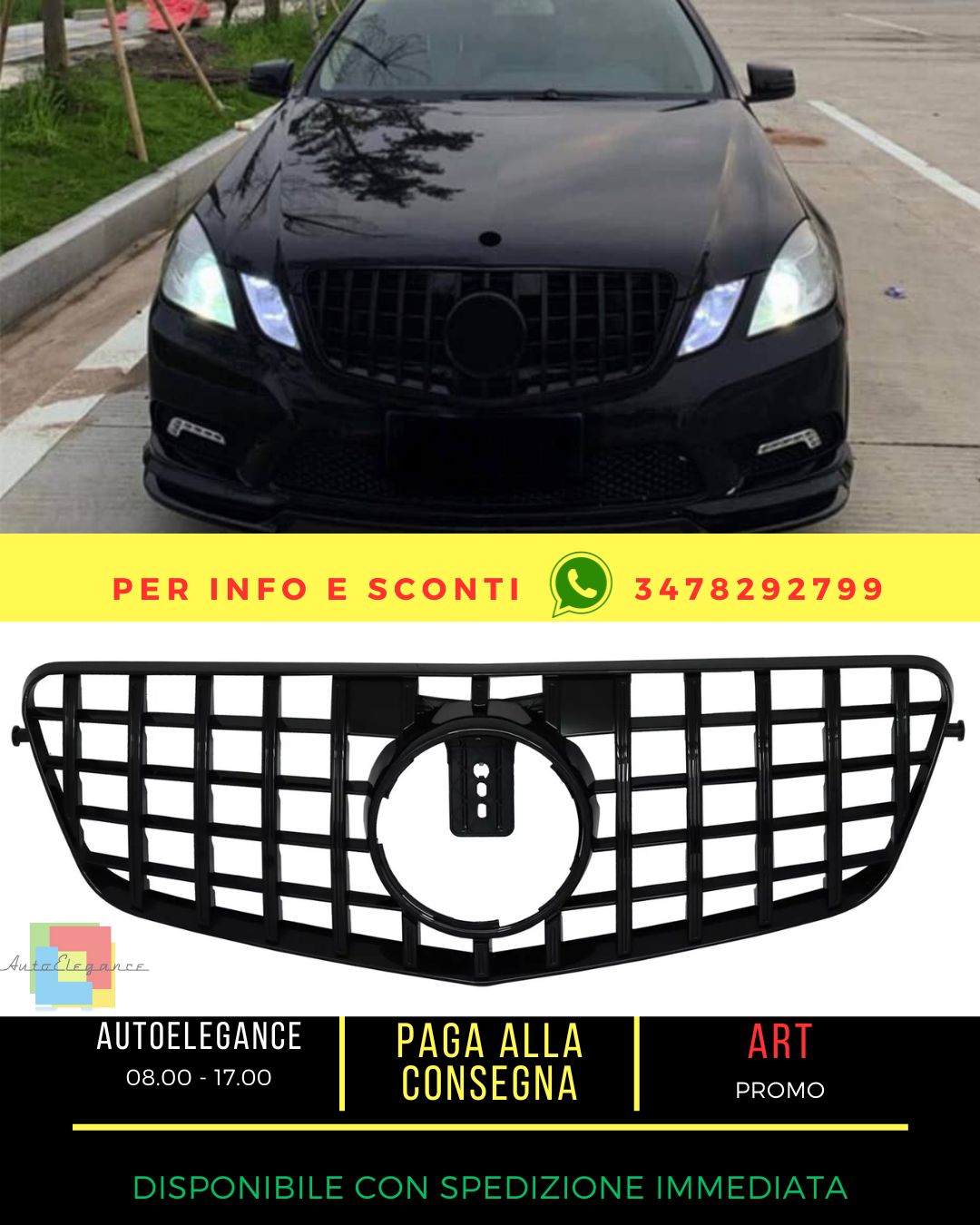 💎Griglia per Mercedes E W212 S212 09-13 Griglia GTR Design Nera💎