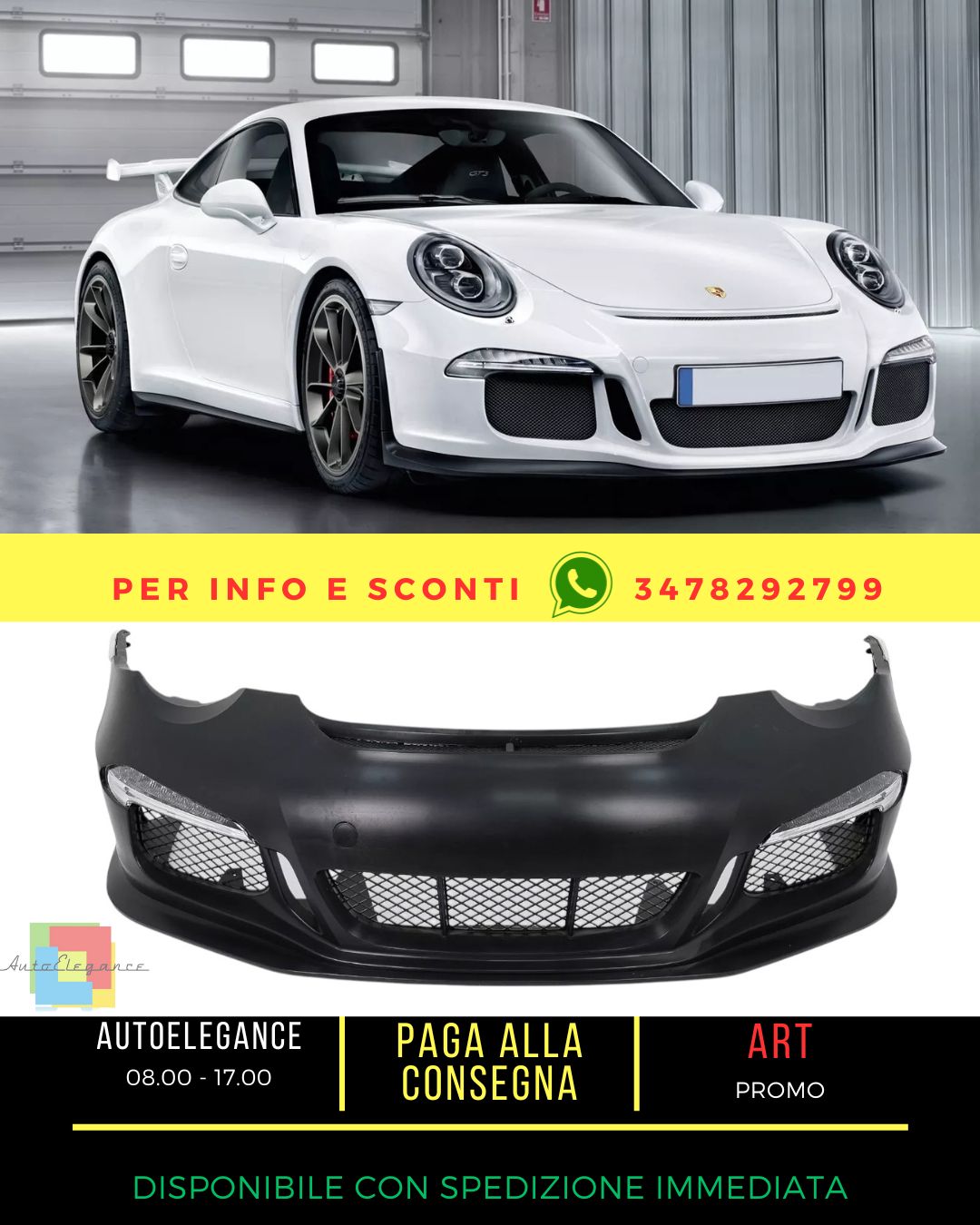 💎Paraurti per Porsche 911 997 05-12 Conversione a 991 GT3 Look LED DRL Indica💎