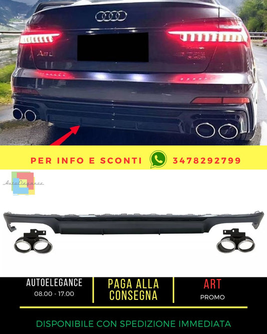 💎Punte Scarico Diffusore Paraurti per Audi A6 C8 4K Avant Berlina 18+ S6 Look💎