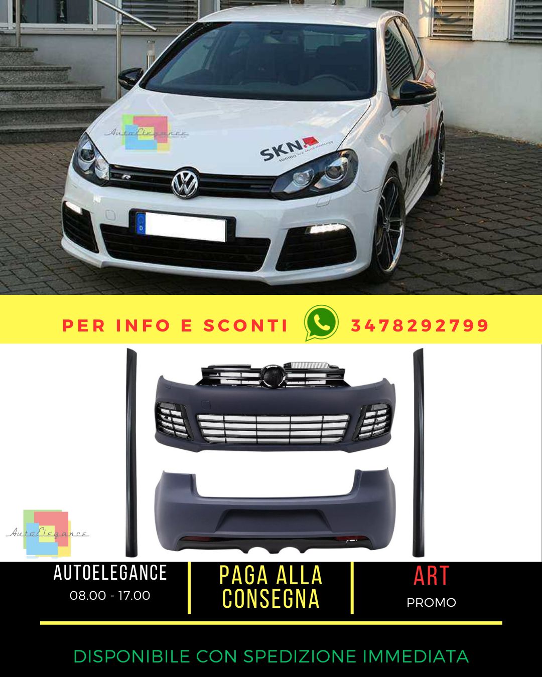 💎Bodykit for VW Golf 6 08-13 R20 Look Grille Side Skirts DRL LED Bumper💎 