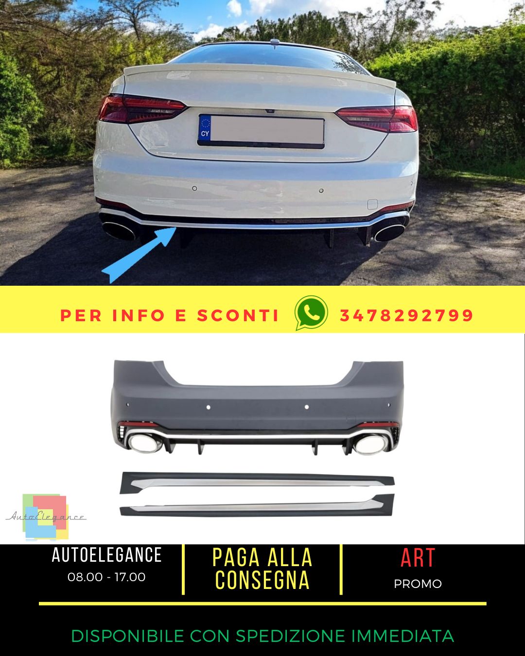 💎Paraurti per Audi A5 F5 Sportback 2017+ Minigonne Quattro RS5 Look💎