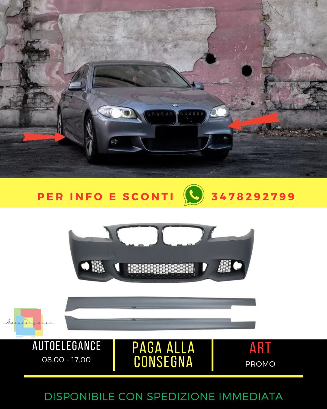 💎Paraurti Minigonne laterali per BMW Serie 5 F10 F11 11-2014 M-Technik Design💎