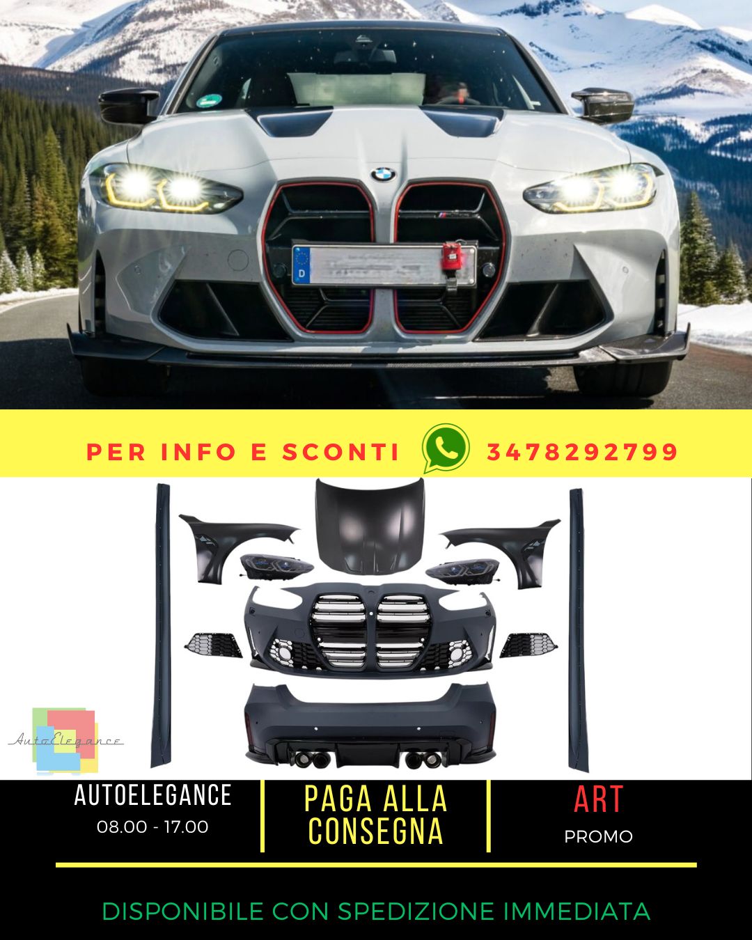 Kit carrozzeria per BMW Serie 3 F30 Conversione G80 M Loom 2021+ Paraurti Fari😎