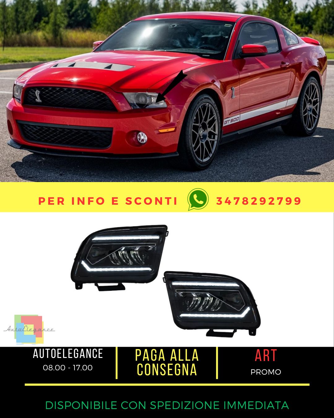 😎Fari LED per Mustang V Pre-Facelift 05-09 Luci Svolta Dinamiche Headlights😎