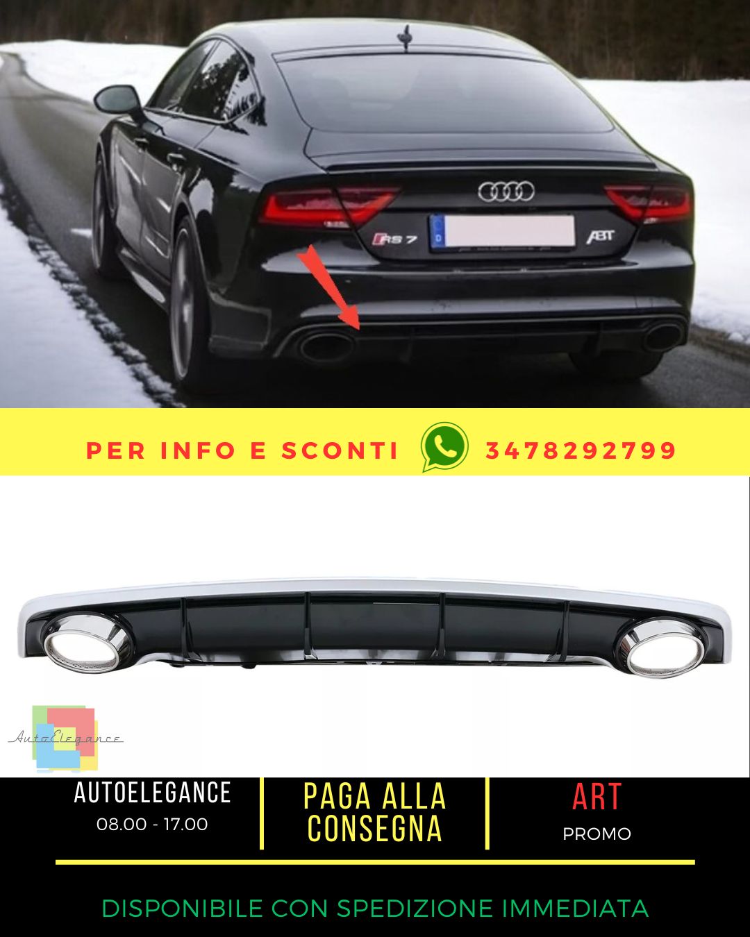 😎Diffuseur Conseils pour Audi A7 4G Facelift 2015+ RS7 Look seul pour S7 S-Li😎