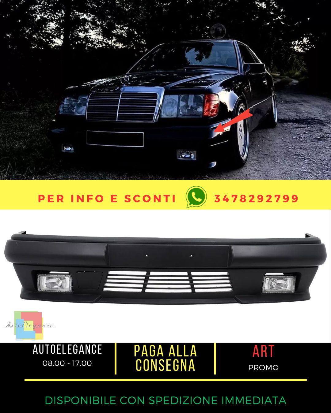 😎Paraurti NBL per Mercedes Classe E W124 C124 S124 10.89-06.96 Gen I Design-😎