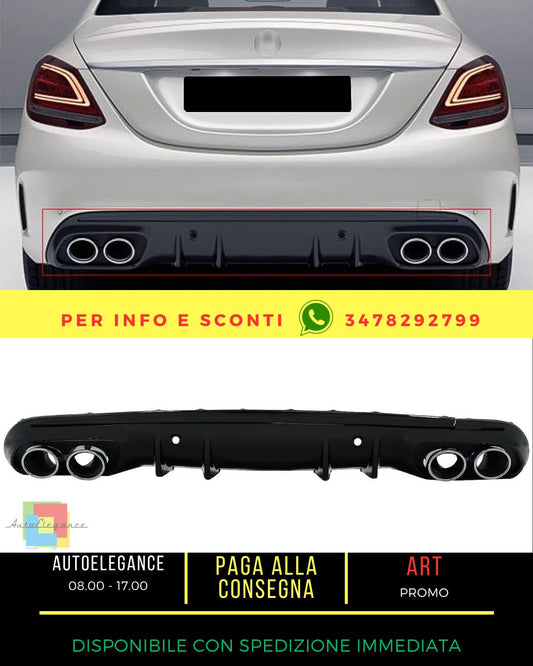 💯Diffusore per Mercedes C W205 S205 Sport Line 14-20 C43 Look Terminali Cromo💯