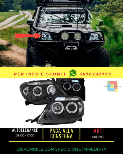 😎Fari per TOYOTA HILUX 05-11 ANGEL EYES NERO😎