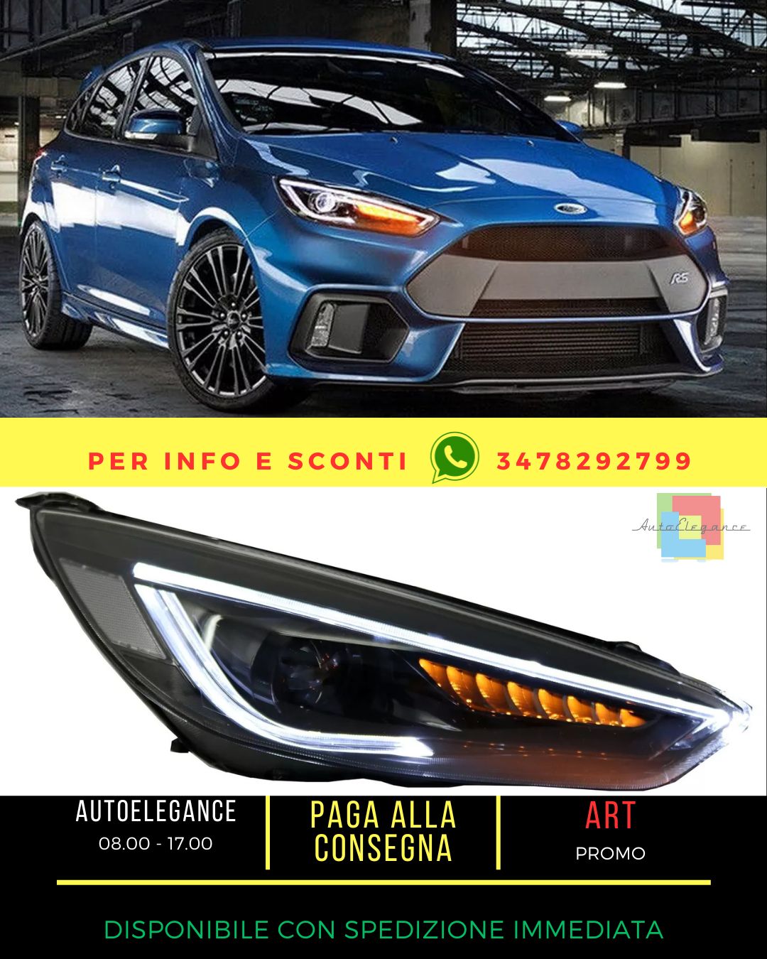 😎Faro proiettore led drl per Ford Focus III Mk3 15-17 Bi-Xenon look flusso😎