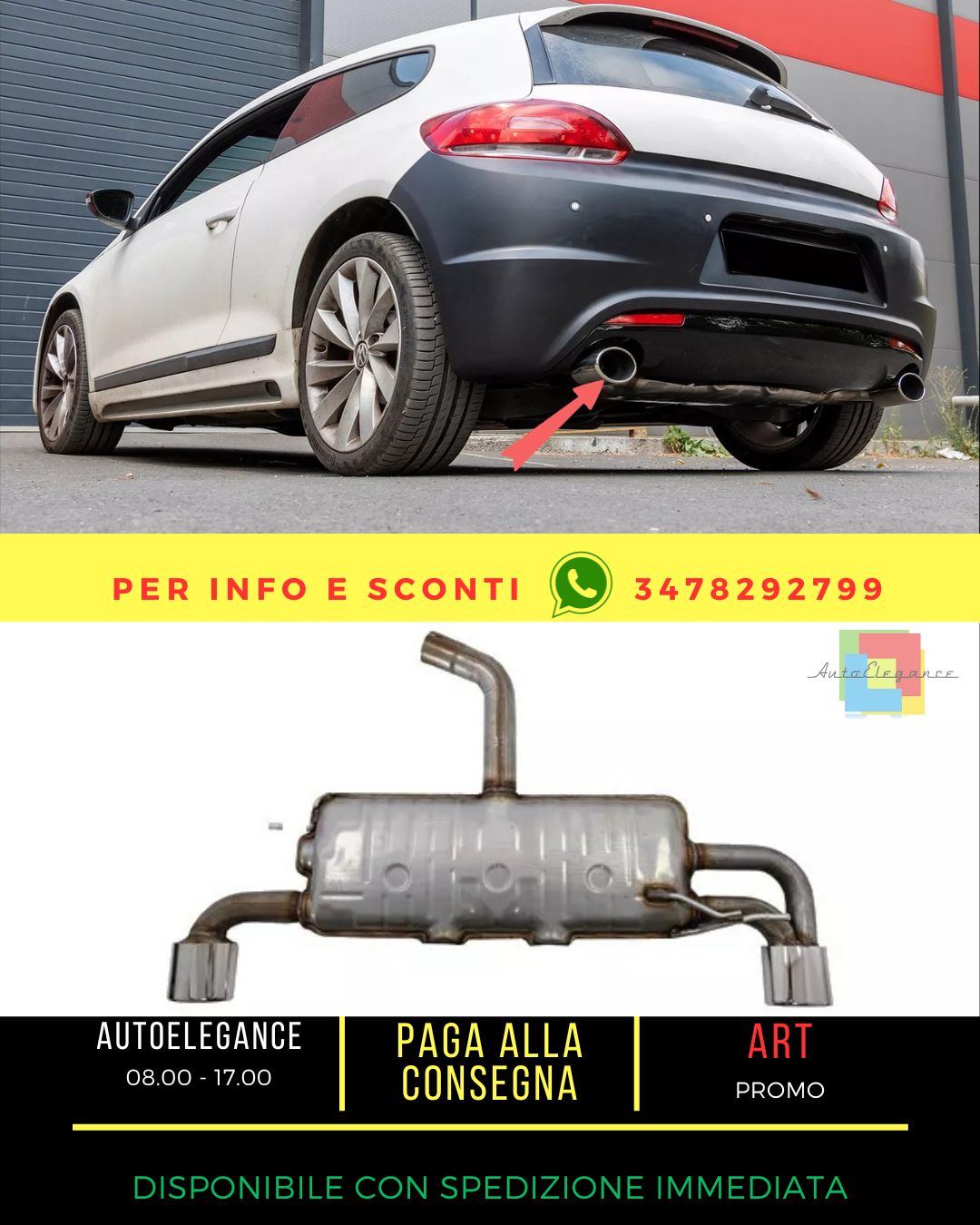 😎Impianto di scarico per VW Scirocco 08+ Doppi tubi di scarico Design R😎