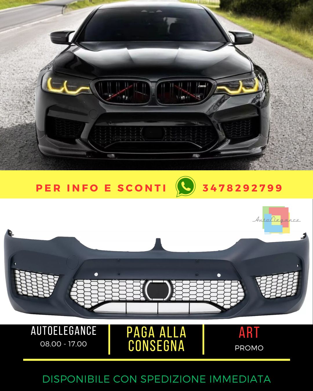 😎Paraurti per BMW Serie 5 G30 G31 Limousine Touring 2017-2019 M5 Sport Look😎