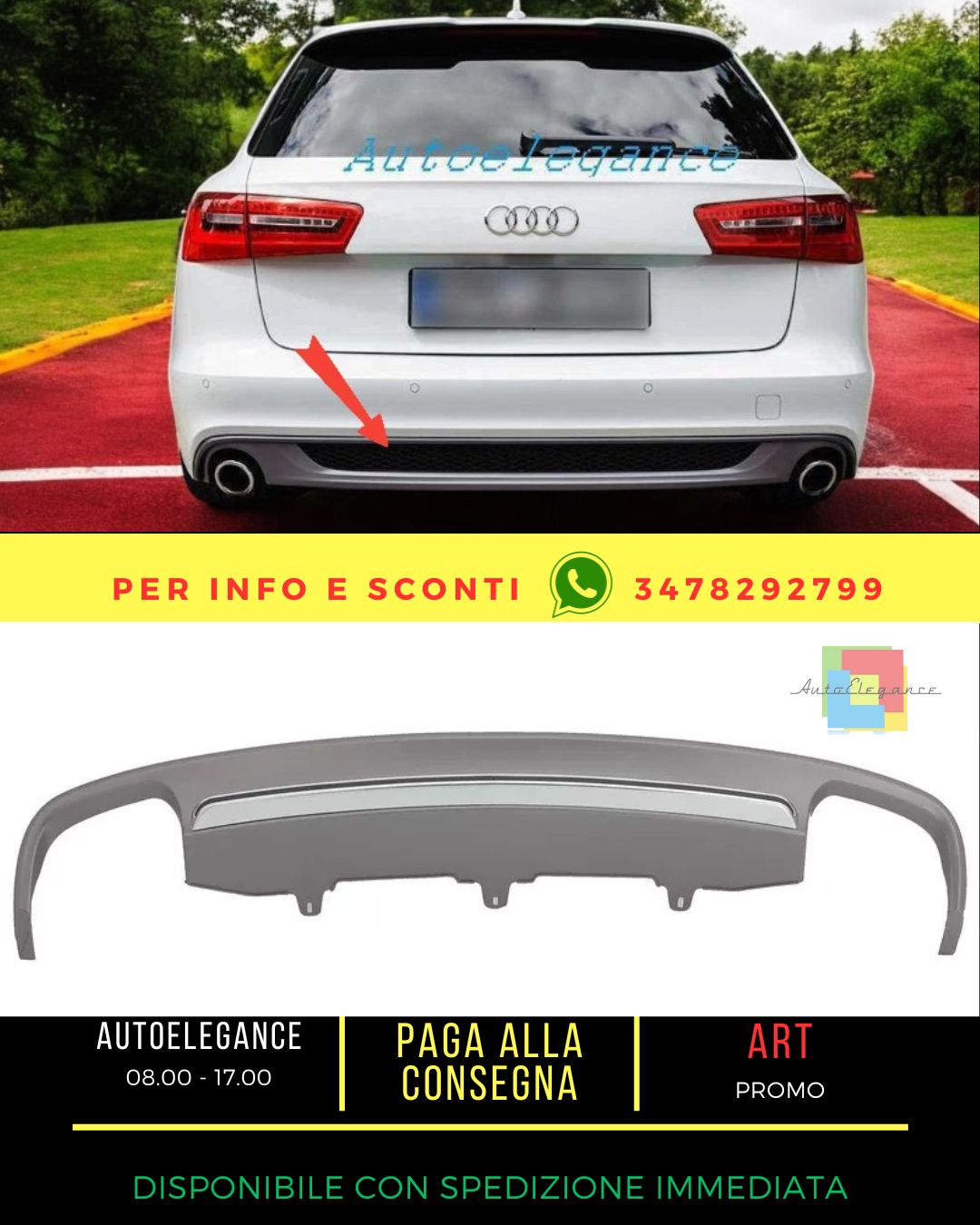 😎Diffusore per paraurti posteriore per Audi A6 4G 12-15 Limousine Avant😎