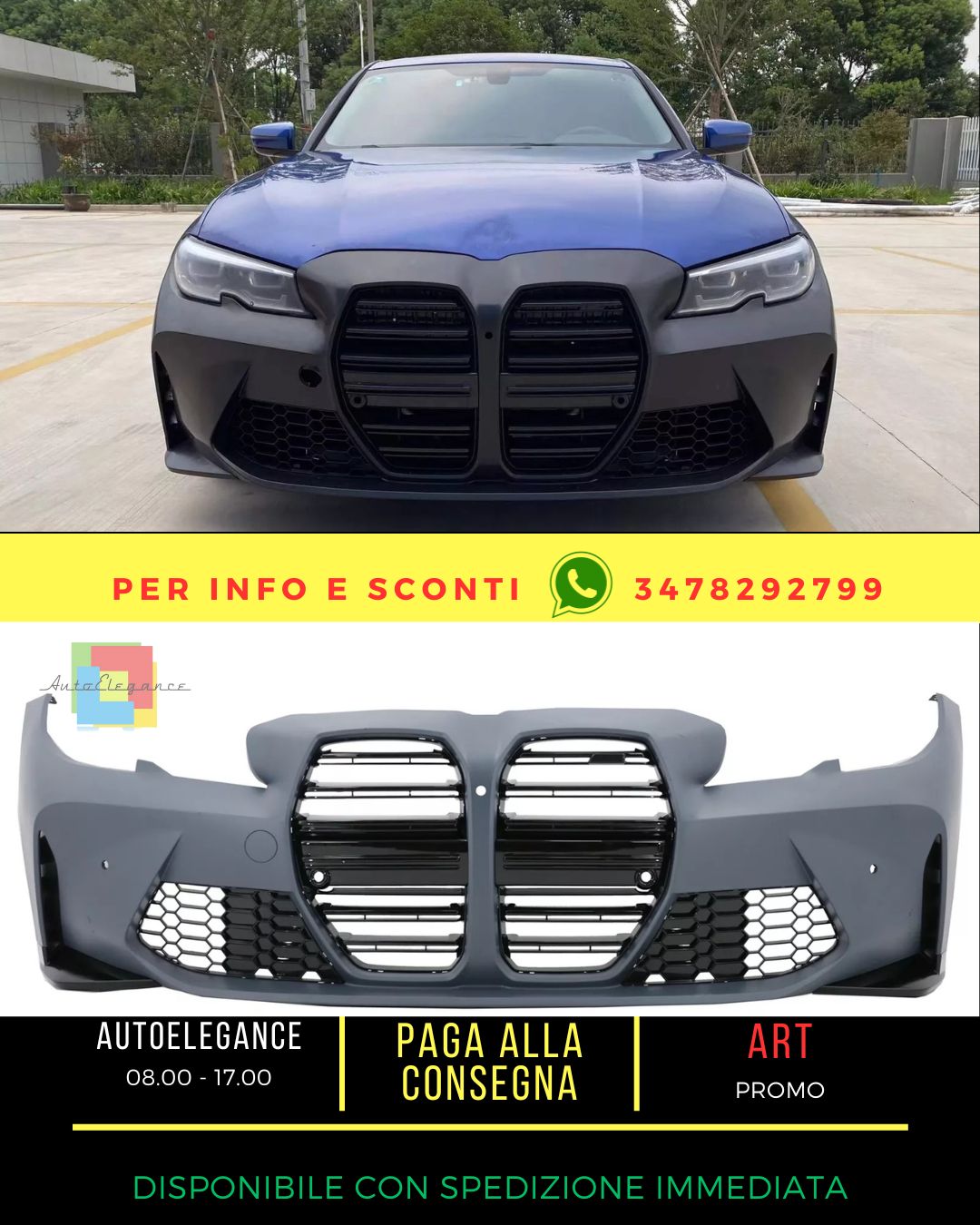 💯Paraurti anteriore per BMW 3 G20 berlina G21 Touring 18+ G80 M griglie look💯