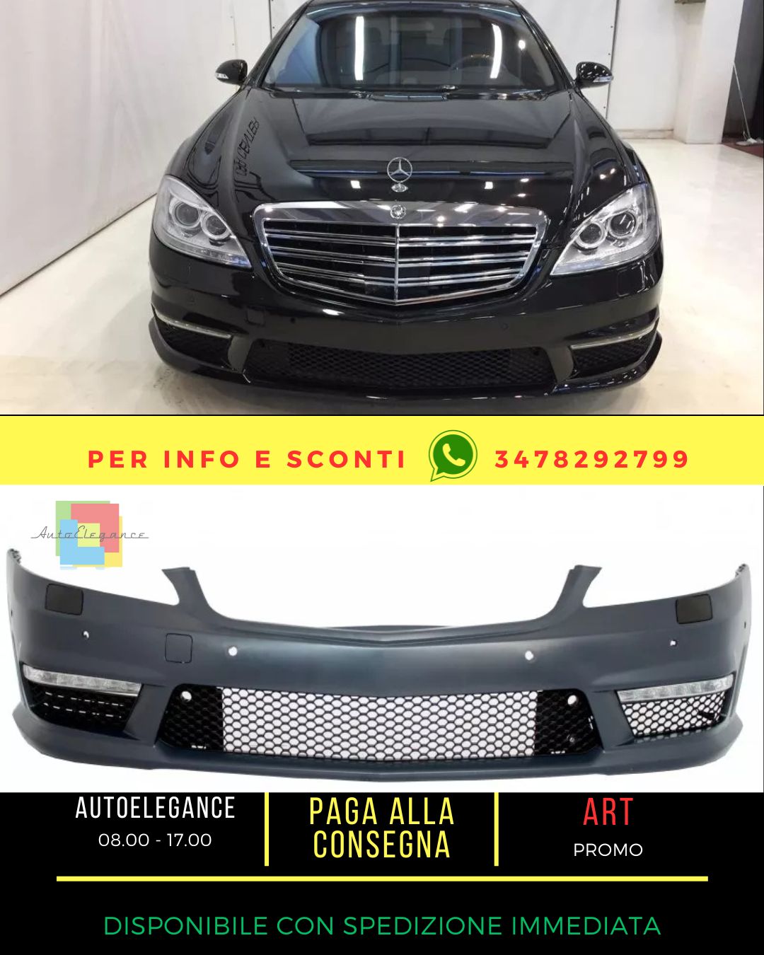 💯Paraurti anteriore per Mercedes S W221 05-12 S63 S65 Look LED DRL Luci💯