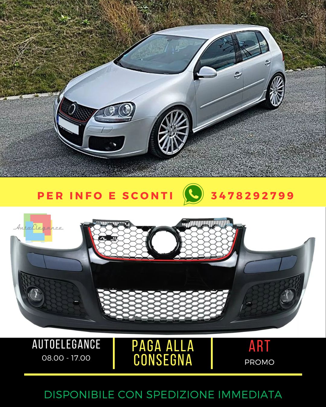 💯Paraurti per Vw Golf 5 03-07 Jetta MK5 05-07 Griglia Miele Pettine GTI Look 💯